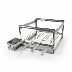 Kit Giratório 4 Espetos Inox Bivolt Gira Grill Churrasqueira Giratória Profissional Motor Esquerdo