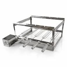 Kit Giratório 5 Espetos Inox Bivolt Gira Grill Churrasqueira Giratória Profissional Motor Esquerdo