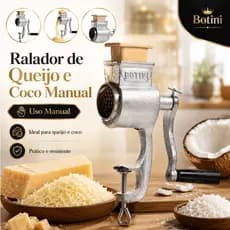 Ralador Manual Queijo e Coco Em Ferro Fundido Estanhado Ralador em Inox Reforçado