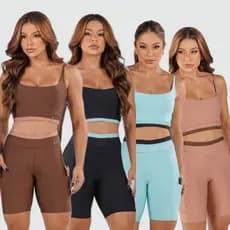 Conjunto Fitness Feminino Academia Musculação Corrida Top e Short Cintura Alta