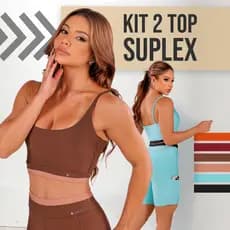 Kit 2 Top Suplex Feminino Academia Fitness Cropped Top Alcinha Treino Conforto Moda