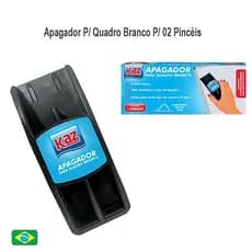 Apagador para Quadro Branco com Porta Pincel 2 Lugares Preto KZ912736 KAZ