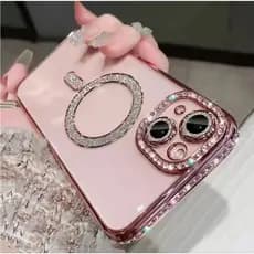 Alta Qualidade Diamante Glitter Chapeamento Claro Para Magsafe Caso iPhone  12  13  14  15  16  Pro Max Magnético Capa