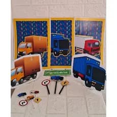 Kit Festa Caminhão Caminhões Decoração Aniversário mesversário topo de bolo caminhão veículos festa em casa só um bolinh