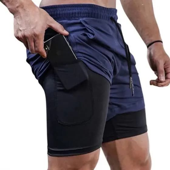 Short Academia DryFit Short 2 em 1 Bermuda Academia Masculina Treino Elastano