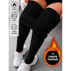 Calça Legging Peluciada Flanelada Feminina Cintura Alta Inverno Quente Confortável Não Transparente
