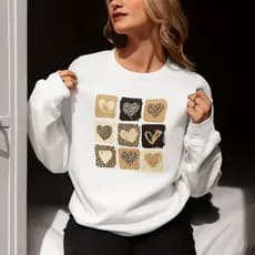 Moletom Feminino Suéter Moletim Blusa Frio Flanelado Quentinho Onça Coração Estampado