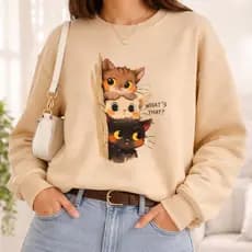 Blusa de Frio Moletom Mulher Gatinhos Fofo Moda Inverno Estilo Casual