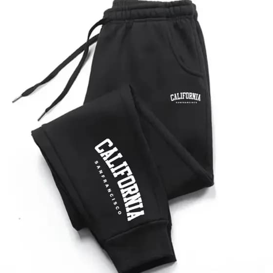 CALÇA DE MOLETOM CALIFORNIA ADULTO UNISSEX ALGODÃO FLANELADO CAIMENTO PERFEITO IDEAL PARA TREINOS CORRIDAS ACADEMIA