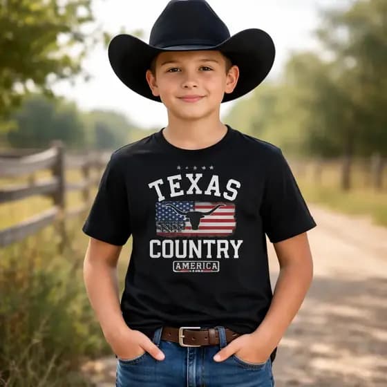 Camiseta Infantil Texas Country Cowboy Menino