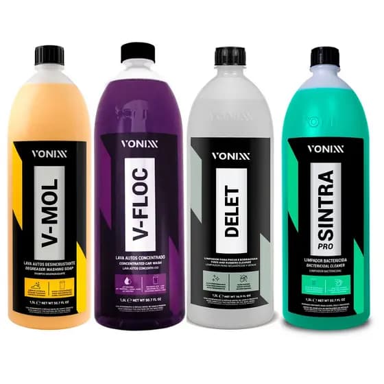 Kit Shampoo v-floc desincrustante v-mol limpador delet  multilimpador flotador apc sintra 1,5l vonixx