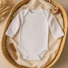 Body Bebê Manga Longa Branco Suedine  Premium Algodão