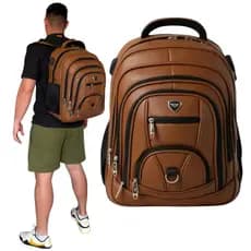 Mochila Masculina Reforçada Notebook Couro Grande Impermeável