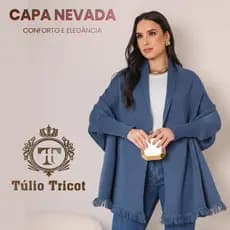 Capa Poncho Casual Tricot Feminino Franjas Manga Longa Outono Inverno
