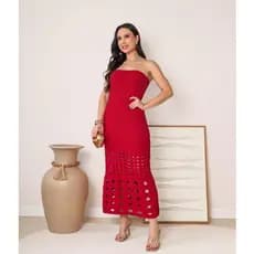 Vestido Feminino Midi Tricot Modal Primavera Verão Tomara que Caia Conforto e Elegância