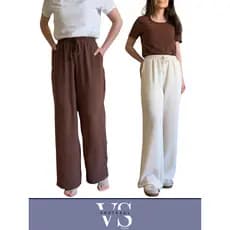 Calça Feminina Pantalona Crepe Duna Com Bolsos e Elástico Fresca Leve Verão - 2 em 1