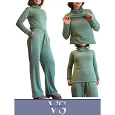 Conjunto Lanzinha Feminino Inverno Comfy Calça Pantalona e Blusa Gola Boba