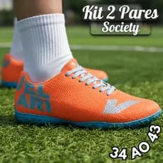 Kit 2 Pares Chuteira Esportiva Society Masculina Conforto e Agilidade