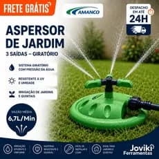 Irrigador Aspersor para Jardím 3 Saídas Giratório Amanco