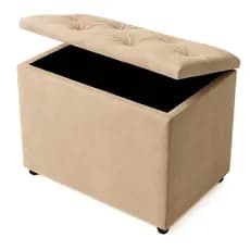 Baú Retangular Puff Guarda Objetos Decoração Assento Conforto