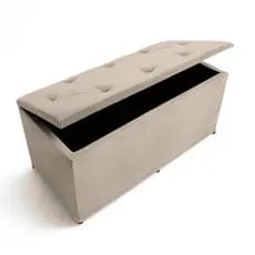 Baú Solteiro Organizador Suede Pé de Cama Assento Guarda Objetos Decoração