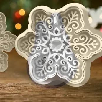 Cortador de Biscoito Natalino modelo Floco de Neve Ornamental