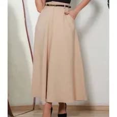 Saia Longa Rodada Feminina Alfaiataria Moda Evangélica Casual Básica Inverno Cintura Alta Elegante Tendência