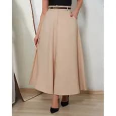Saia Longa Rodada Feminina Alfaiataria Moda Evangélica Casual Básica Inverno Cintura Alta Elegante Tendência