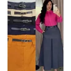 Saia Longa Alfaiataria Fit e Flare Feminina Moda Evangélica Cintura Alta Fenda Fechada