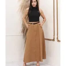 SAIA RODADA LONGA FEMININA ALFAIATARIA MODA EVANGÉLICA CASUAL BÁSICA INVERNO CINTURA ALTA ELEGANTE TENDÊNCIA