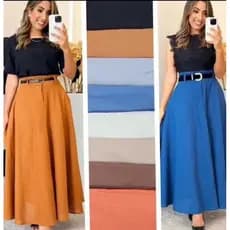 Saia Longa Rodada Feminina Alfaiataria Moda Evangélica Casual Básica Inverno Cintura Alta Elegante Tendência