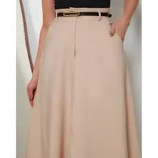 SAIA RODADA LONGA FEMININA ALFAIATARIA MODA EVANGÉLICA CASUAL BÁSICA INVERNO CINTURA ALTA ELEGANTE TENDÊNCIA