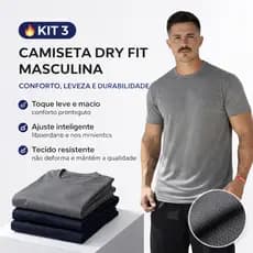 Kit 3 Peças Camisetas Treino Masculinas Dry Fit Academia Manga Curta Leves Respiráveis e Secagem Rápida