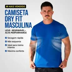 Camiseta Dry Fit Masculina Malha Fria Dry Atividades Físicas Academia Corrida