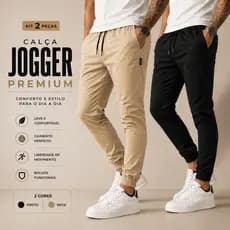 Kit 2 Calças Jogger Masculina Regular Casual Cordão Ajuste Dia a Dia P Ao GG Com Elástico Na Barra