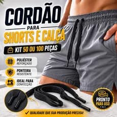Kit Cordão Com Ponteira Para Calça Shorts Tactel Bermuda Futebol 50 ou 100 Peças
