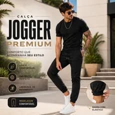 Calça Jogger Masculina Estilo Premium Urbano Conforto Bolso Traseiro P Ao GG