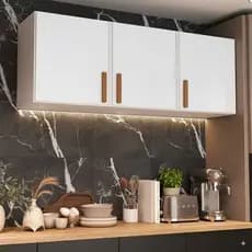 Armário 3 Portas 120cm Aéreo De Parede Cozinha Lavanderia Organizador