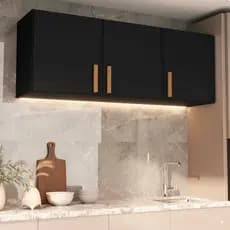 Armário Aéreo 3 Portas 120cm Cozinha Lavanderia Fixação Na Parede