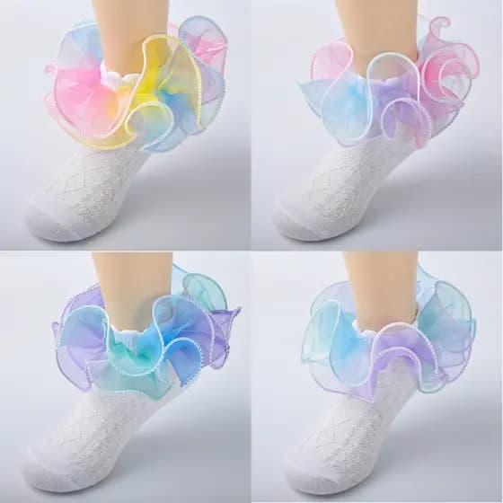 Meias para crianças Meias de renda coloridas Meias para bebês Meninas Princesas 0-10 anos