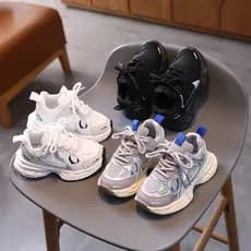 Tênis infantil Meninos Meninas novo estilo moda couro Casual tênis de corrida meninas escola sapatos pretos