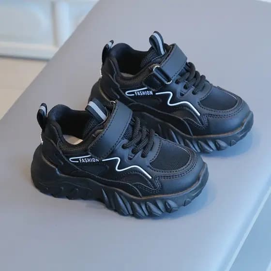 Tênis infantil Meninos Meninas Novo Estilo Moda Preto Casual Antiderrapante Sapatos Esportivos