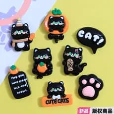 Fofo Pequeno Gato Preto Cro Resina 3D Charme Diy Jibz Ornamento Jóias Acessórios De Decoração encanto de sapatos