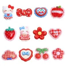 Bonito Vermelho Xadrez Borboleta Sapato Encantos Dos Desenhos Animados Retro Gravata Resina Acessórios Caso De Telefone