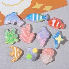 10 Amuletos De Sapato Fofos Da Série Oceano , De Resina , Decoração De Flores , Acessórios De Cola Creme , Capa De Telef