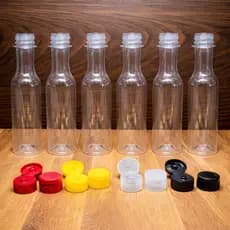 Kit 100 Garrafas Pet 150ml Transparente Molho Com Tampa Rosca Flip Top Fechada
