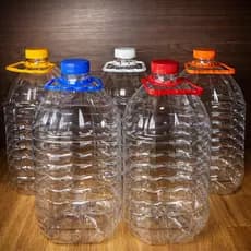 Kit 2 Galões Pet 5L Redondo Transparente Virgem PCO 48mm com Alça e Tampa