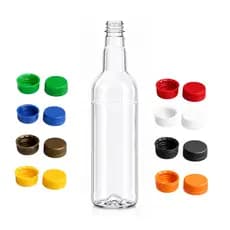 Kit 50 Garrafa Pet 900ML Cristal Lisa Com Tampa 28mm Premium Molhos Mel Condimentos
