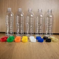 Kit 240 Garrafas Pet 300ML Cristal Com Ranhura Detalhes Água Suco Com Tampa Pco 28mm