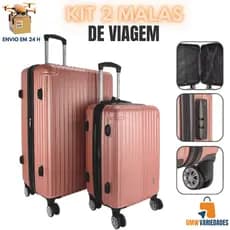 Conjunto de Malas De Viagem 10 Kg e 16 Kg Rose Rodinha 360° Pequena E Media Viagem Ferias